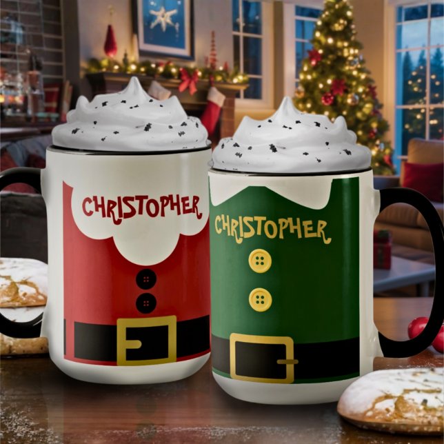 Cute Funny Personalized Name Christmas Kids Santa  Tasse (Von Creator hochgeladen)