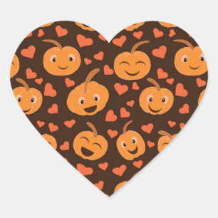 Cute funny pumpkins pattern with heart shapes Herz-Aufkleber