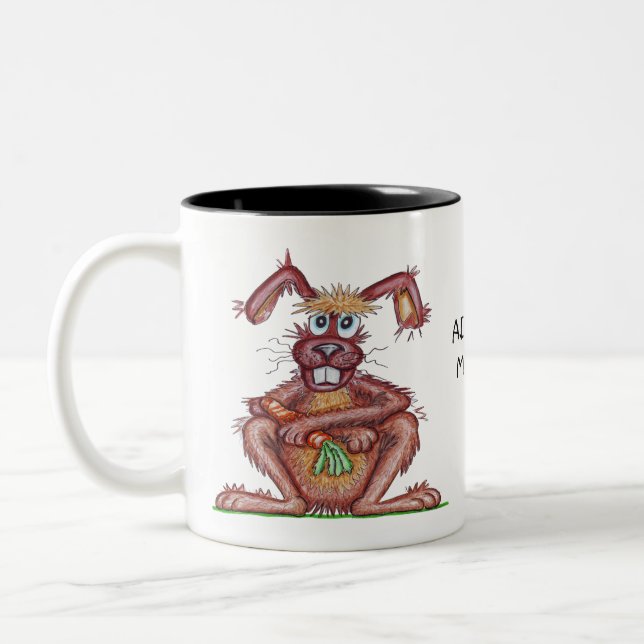 Cute  Funny Rabbit Design Zweifarbige Tasse (Links)