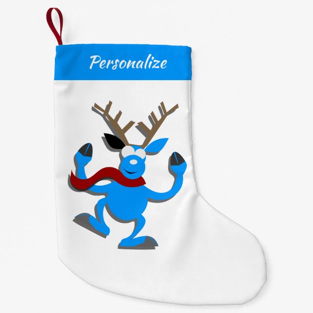 Cute & Funny Reindeer Cartoon Christmas Holiday Kleiner Weihnachtsstrumpf (Vorderseite)