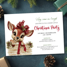 Cute Funny Reindeer Cartoon Watercolor Holiday 