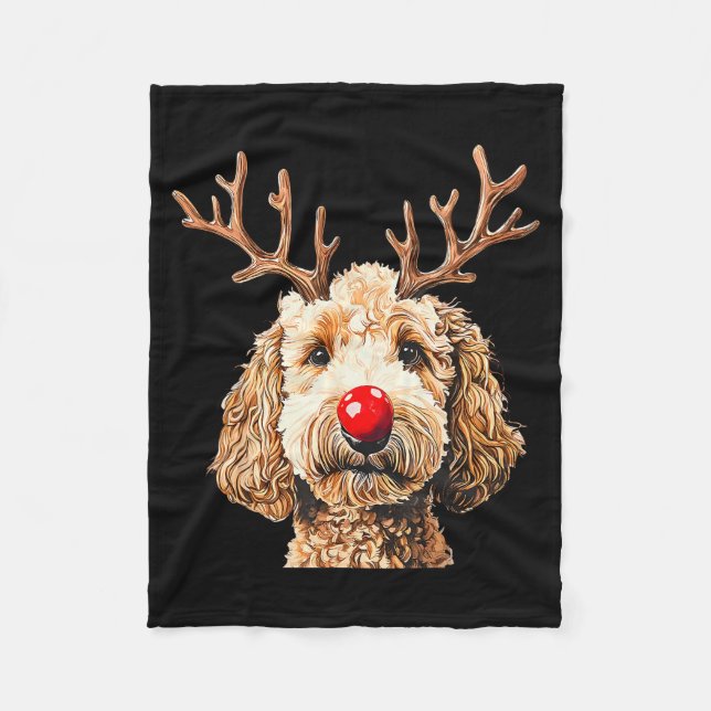 Cute Funny Reindeer Santa Goldendoodle Christmas T Fleecedecke (Vorderseite)