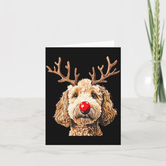 Cute Funny Reindeer Santa Goldendoodle Christmas T Karte (Vorderseite)