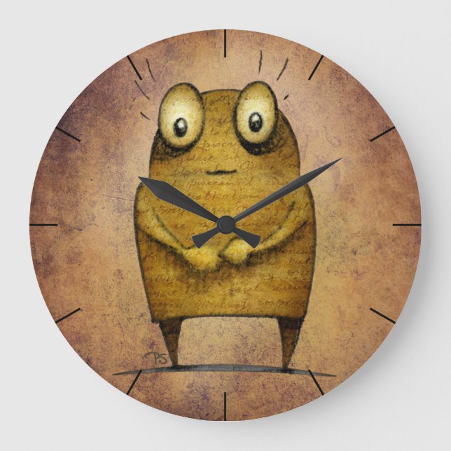 Cute Funny Robot Droid Große Wanduhr (Vorderseite)