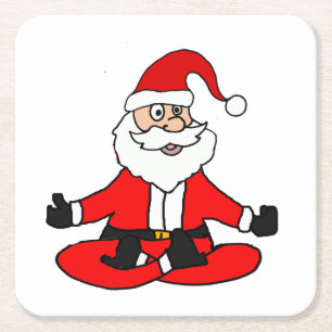 Cute Funny Santa Claus doing Yoga Christmas Rechteckiger Pappuntersetzer