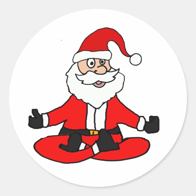 Cute Funny Santa Claus doing Yoga Christmas Runder Aufkleber (Vorderseite)