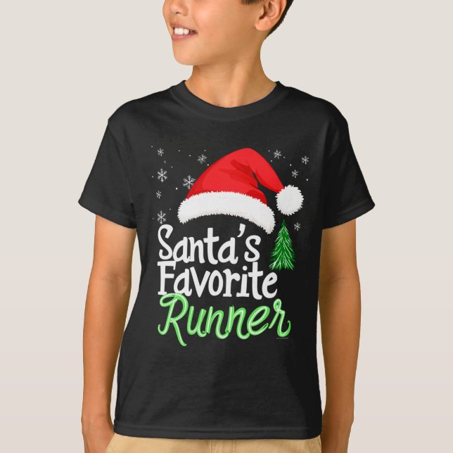 Cute Funny Santa's Favorite Runner Christmas Run H T-Shirt (Vorderseite)