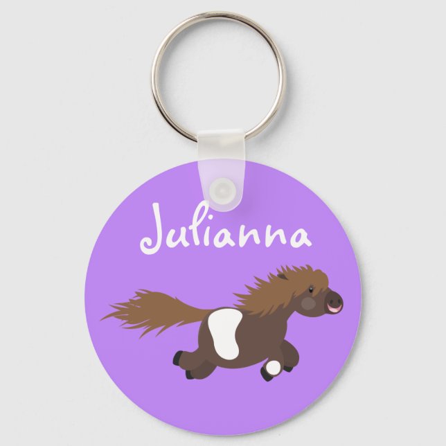 Cute funny Shetland pony cartoon illustration Schlüsselanhänger (Vorderseite)
