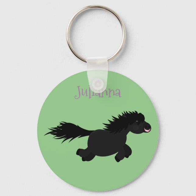Cute funny Shetland pony cartoon illustration Schlüsselanhänger (Vorderseite)