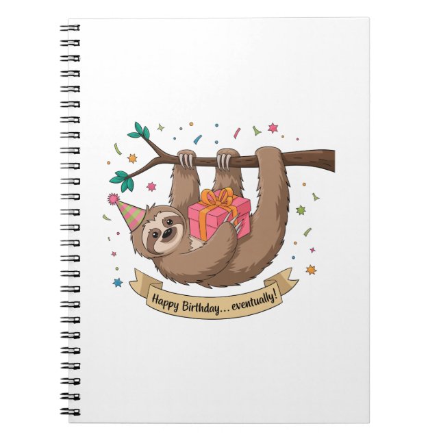 Cute Funny Sloth Happy Birthday Notizblock (Vorderseite)