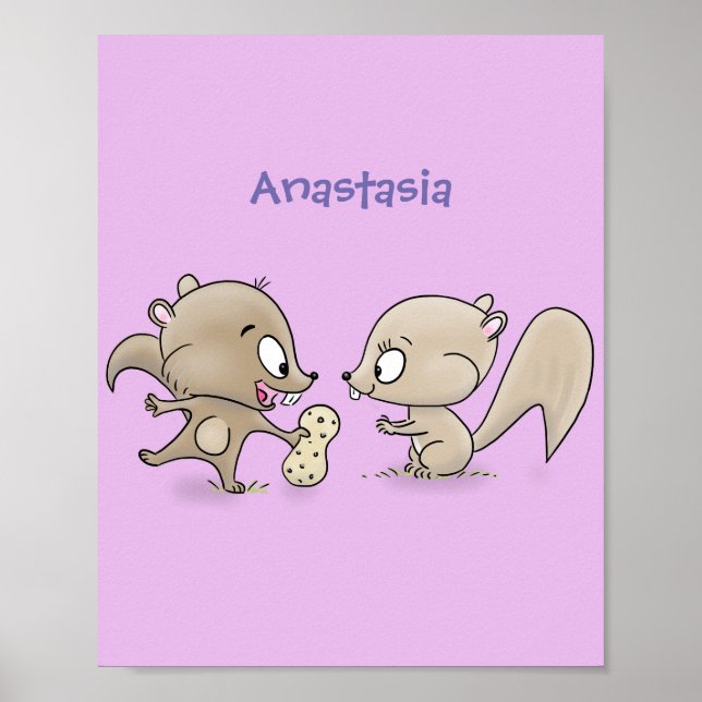 Cute funny squirrels cartoon illustration poster (Vorne)