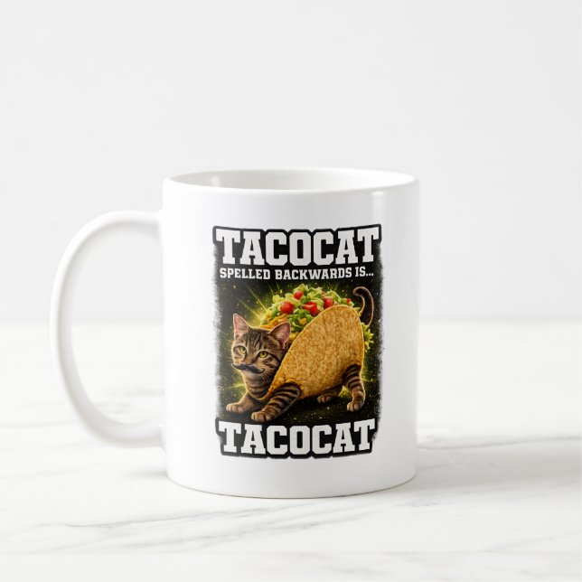 Cute Funny TacoCat Spelled Backwards Coffee Mug (Gauche)