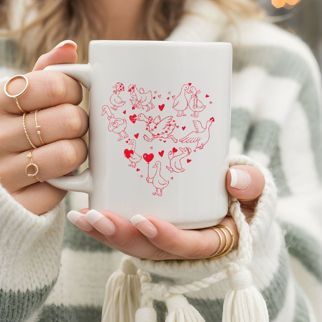 Cute & Funny Valentine Goose Heart Kaffeetasse (Von Creator hochgeladen)