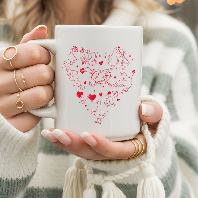 Cute & Funny Valentine Goose Heart Kaffeetasse (Von Creator hochgeladen)