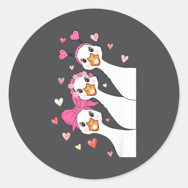 Cute Funny Valentine Silly Gooses Heart Love Match Runder Aufkleber (Vorderseite)