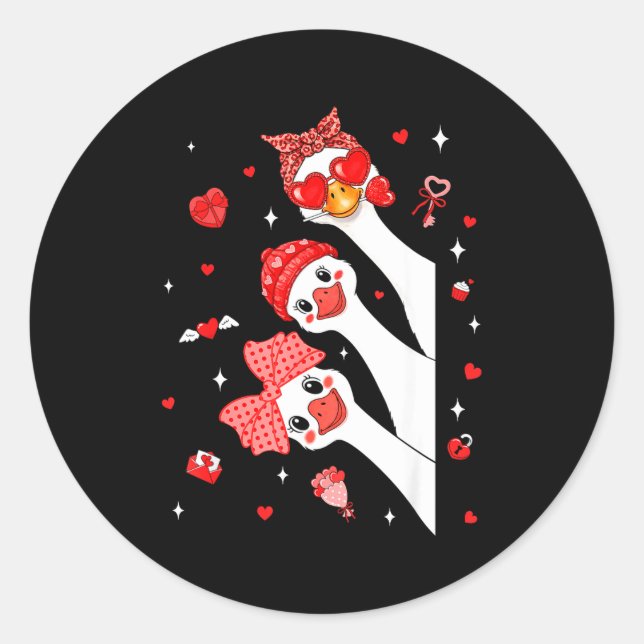 Cute Funny Valentine Silly Gooses Heart Love Match Runder Aufkleber (Vorderseite)