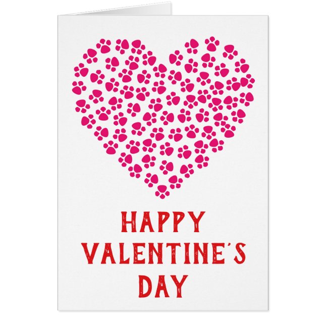 Cute Funny Valentines Day Coeur Empreinte de patte (Devant)