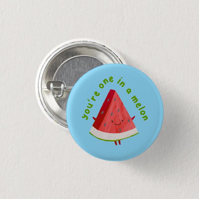 Cute Funny Watermelon Pun One in a Melon Button (Vorne & Hinten)