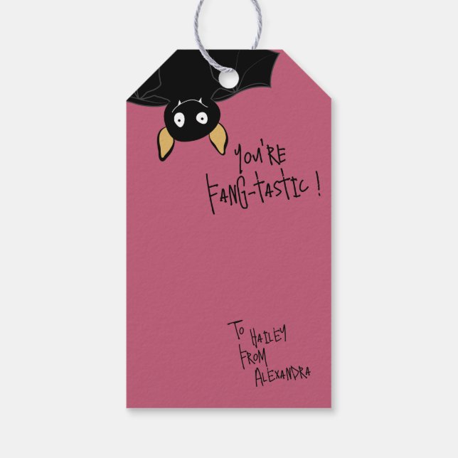 Cute Funny You’re Fang-tastic Bat Pun  Geschenkanhänger (Rückseite)