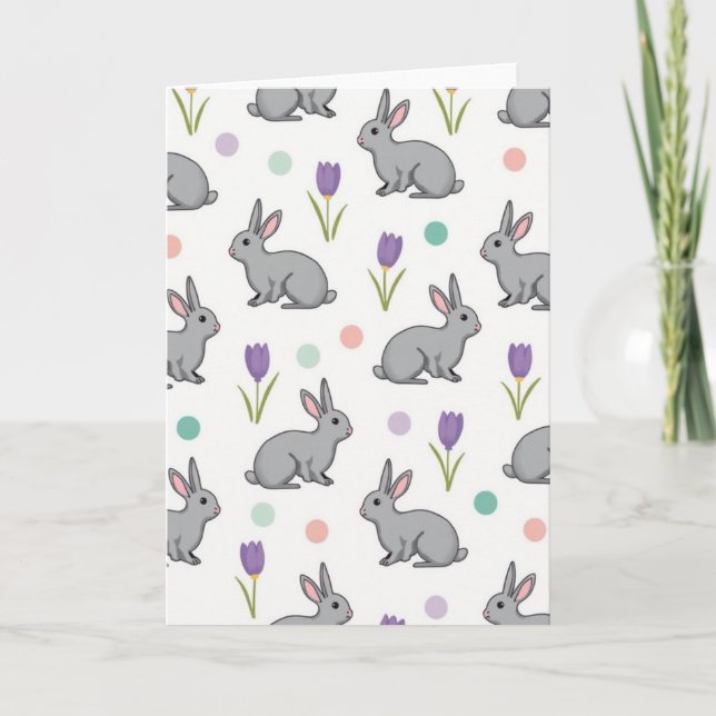 Cute Furry Friends Pattern Card Karte (Vorderseite)