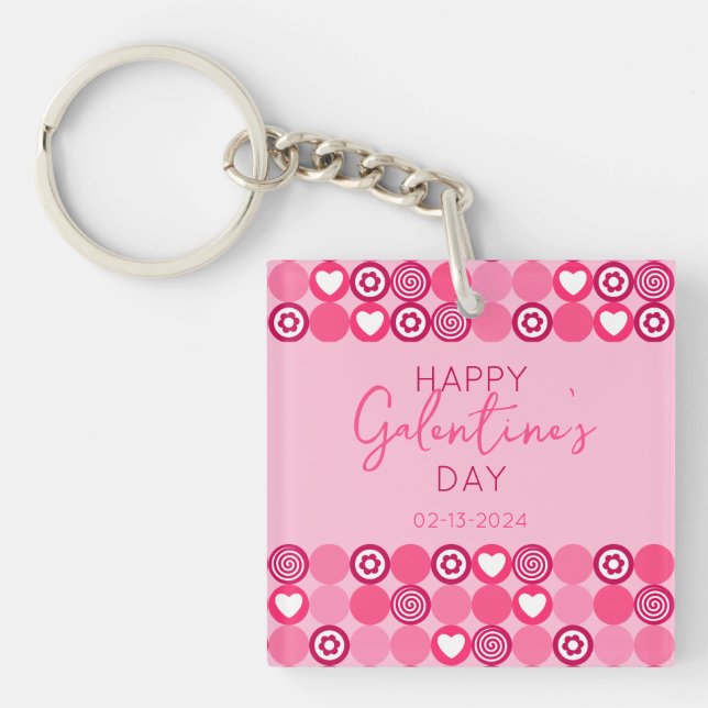 Cute Galentine's Day Coeur rose et Motif de fleurs (Devant)