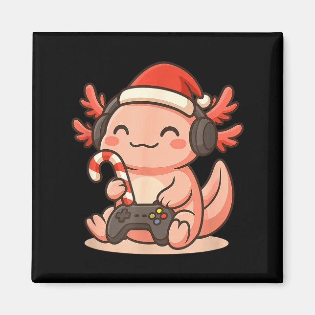 Cute Gamer Axolotl Christmas Design  Magnet (Vorne)