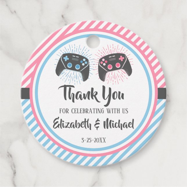 Cute Gamer Baby Gender Reveal Geschenkanhänger (Vorderseite)