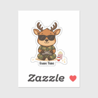 Cute Gamer Deer “Game Time” Accent Aufkleber