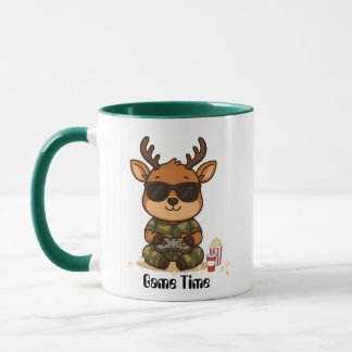 Cute Gamer Deer “Game Time” Accent Mug