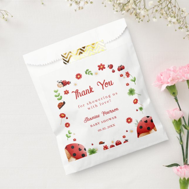 Cute Garden little ladybug baby shower Invitation Geschenktütchen (Versiegelt)