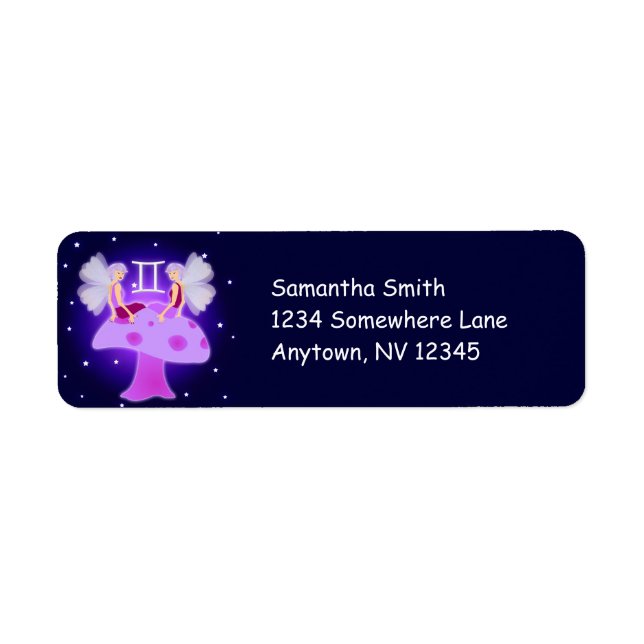 Cute Gemini Zodiac Étiquettes de adresse personnal (Devant)