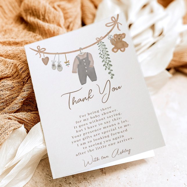 Cute gender neutral line boho baby shower  dankeskarte (Cute gender neutral line boho baby shower thank you card)