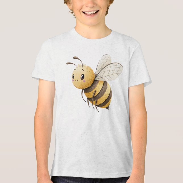 Cute Gentle Bumblebee Illustration Tri-Blend Shirt (Vorderseite)