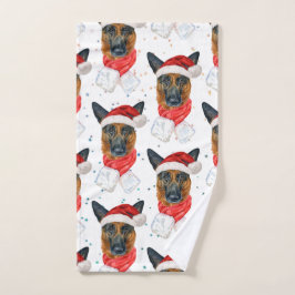 Cute German Shepherd Dog Christmas Pattern Handtuch