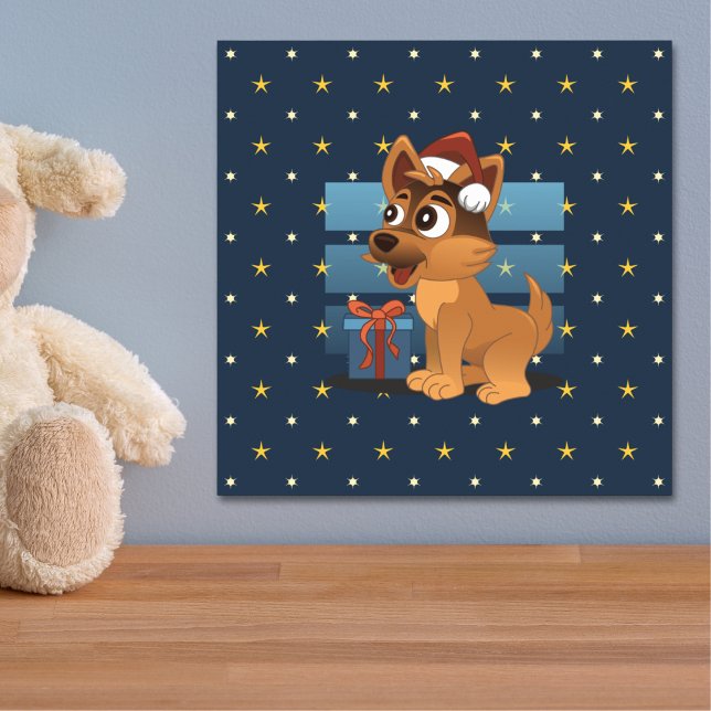Cute German Shepherd puppy Cartoon Starry night Poster (Von Creator hochgeladen)