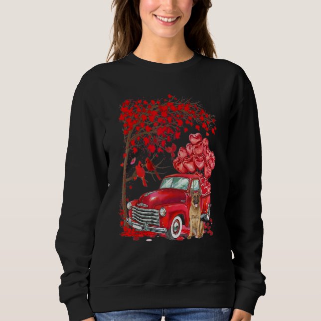 Cute German Shepherd Valentine Tree - Dogs Hearts  Sweatshirt (Vorderseite)