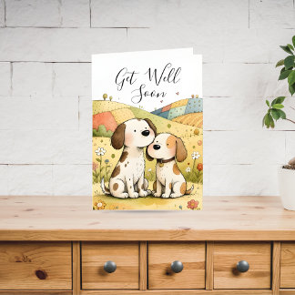 Cute Get Well Soon Dogs Card Feiertagskarte