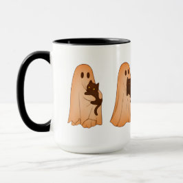 Cute Ghost and Black Cat Halloween Mug
