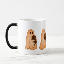 Cute Ghost and Black Cat Halloween Mug