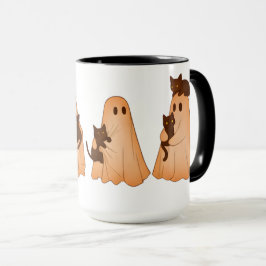 Cute Ghost and Black Cat Halloween Mug Tasse