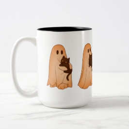 Cute Ghost and Black Cat Halloween Mug Zweifarbige Tasse
