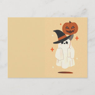 Cute Ghost avec carte postale Citrouille Balloon