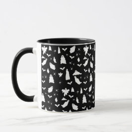 Cute Ghost, Bats & Spiders Halloween Pattern Tasse
