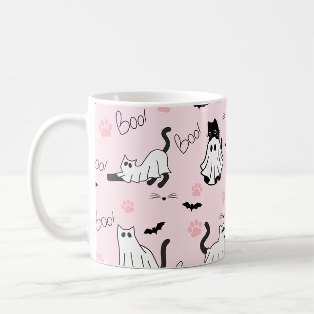Cute Ghost Cats Halloween Kaffeetasse (Links)