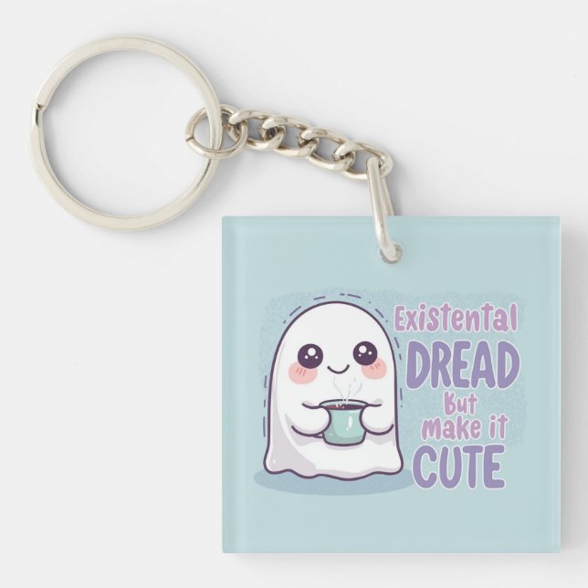 Cute Ghost "Existential Dread But Make It Cute"  Schlüsselanhänger (Vorderseite)