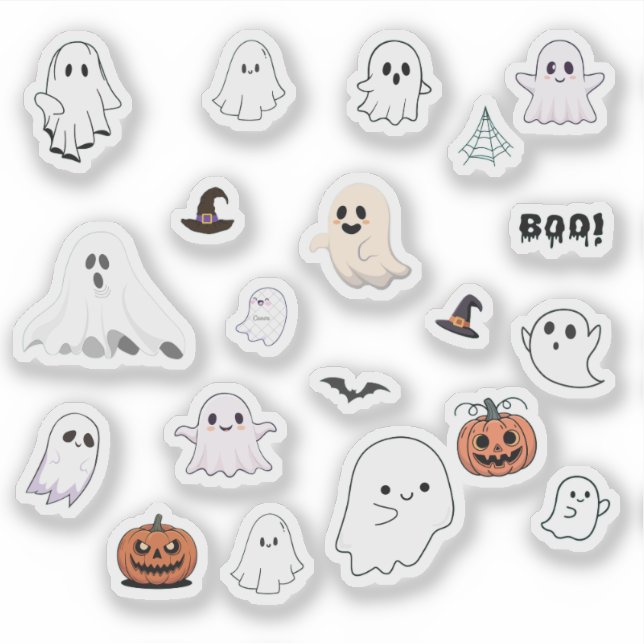 Cute Ghost Halloween Sticker Pack  (Devant)