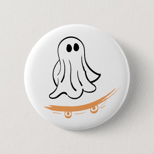 Cute ghost on skateboard button (Vorderseite)