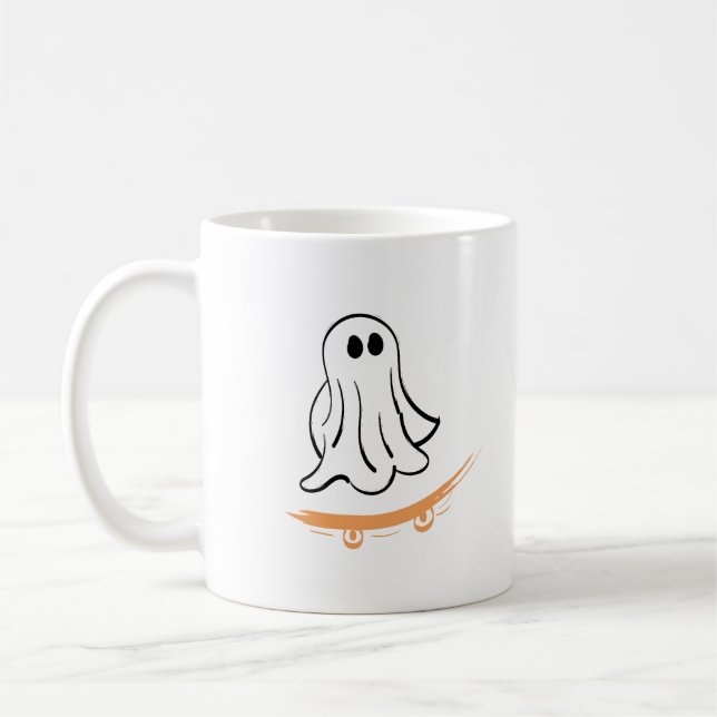 Cute ghost on skateboard kaffeetasse (Links)