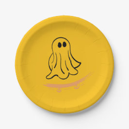 Cute ghost on skateboard pappteller