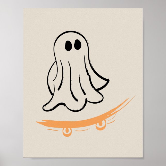 Cute ghost on skateboard poster (Vorne)
